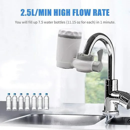 Faucet Water Filter with Activated Carbon – 360° Splash-Proof Tap Purifier