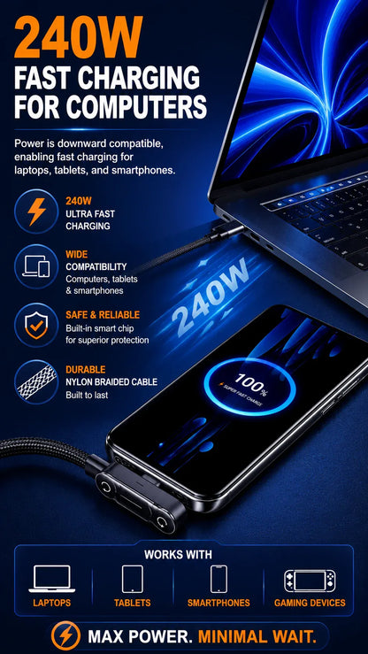 240W Fast Charging Cable with Stand | UAE