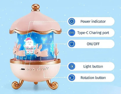 ✨ Baby & Kids Musical Night Light Carousel – Magical Sleep Lamp for Kids🎆