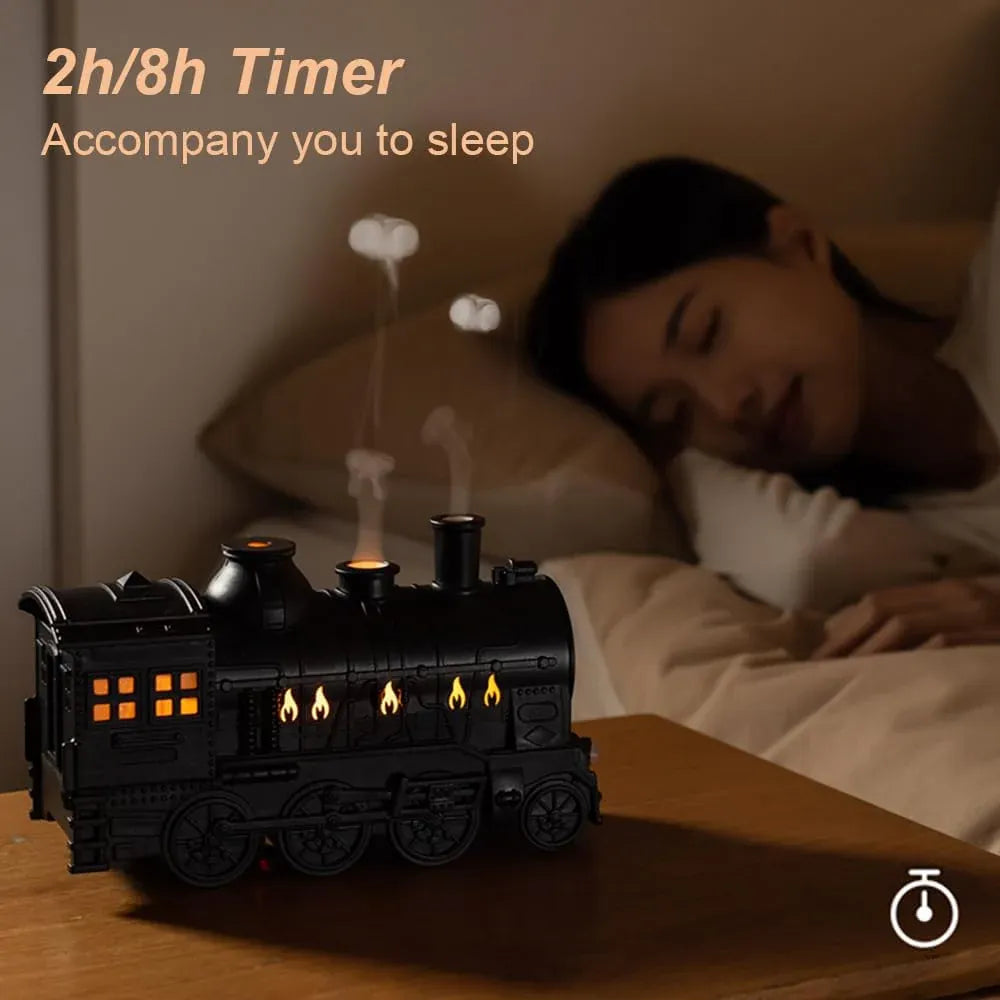 Retro Train Aroma Diffuser – LED Mist Humidifier