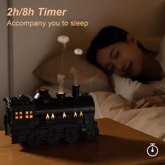 Retro Train Aroma Diffuser – LED Mist Humidifier